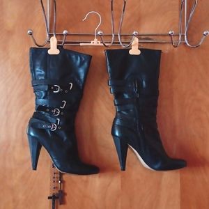 WOMENS LEATHER SHAFT MOTORCYCLE BOOTS